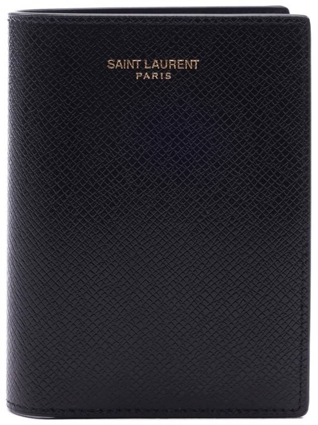 Paris Credit Coated Leather Card Wallet Black - SAINT LAURENT - BALAAN 3