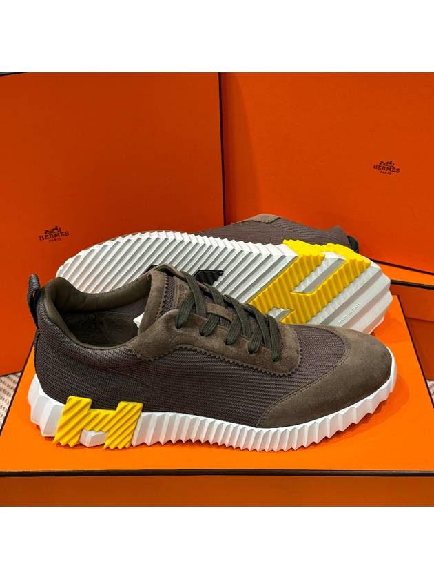 Men's Bouncing Sneakers Brown Mesh H Yellow Black Twotone - HERMES - BALAAN 10