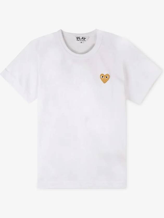 Women's Small Gold Heart Logo Short Sleeve T-Shirt P1 T215 4 White - COMME DES GARCONS PLAY - BALAAN 3