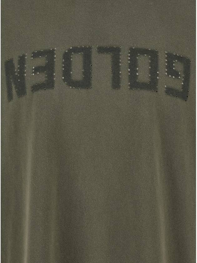 Golden Lettering Cotton Short Sleeve T-Shirt Olive Green - GOLDEN GOOSE - BALAAN 4