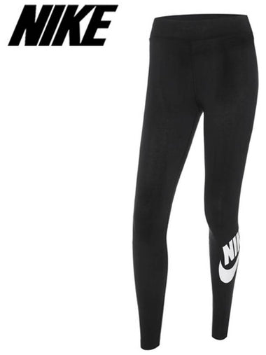 Essentials High Waist Logo Leggings Black - NIKE - BALAAN 1