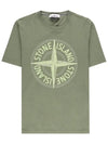 Stitch Logo Embroidered Short Sleeve T-Shirt Green - STONE ISLAND - BALAAN 4