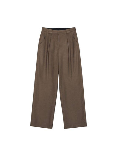 Meryl pin tuck belt loop point straight wide pants dark chocolate MERYL13DC - RAMUSTUDIO - BALAAN 1