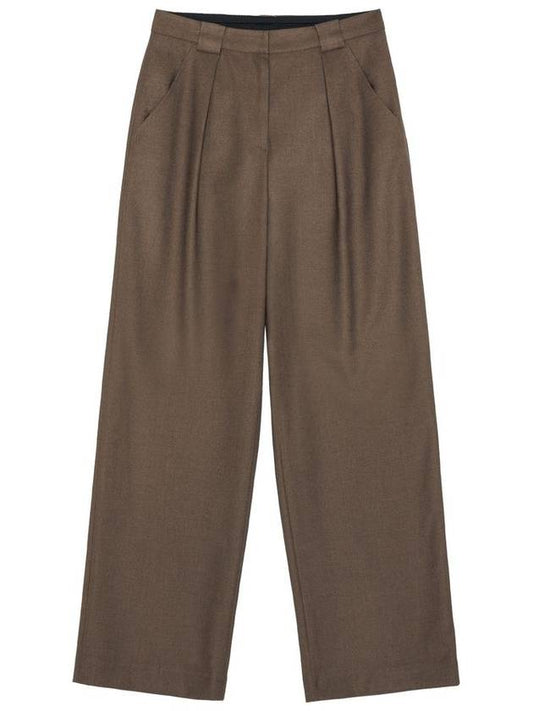 Meryl pin tuck belt loop point straight wide pants dark chocolate MERYL13DC - RAMUSTUDIO - BALAAN 2
