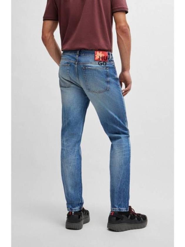 Tapered Fit Rigid Denim Jeans Blue - HUGO BOSS - BALAAN 3