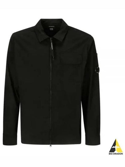 Oversized Organic Gabardine Long Sleeve Shirt Black - CP COMPANY - BALAAN 2