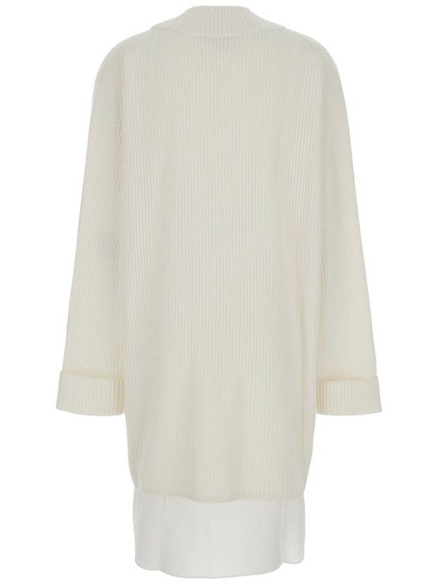 White Short Dress With Beaded Decoration In Cashmere Woman - BRUNELLO CUCINELLI - BALAAN 2