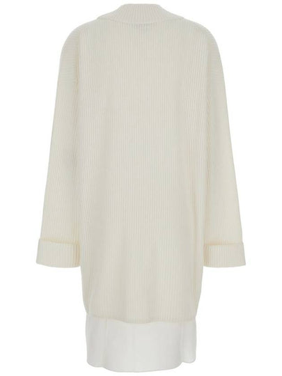 White Short Dress With Beaded Decoration In Cashmere Woman - BRUNELLO CUCINELLI - BALAAN 2