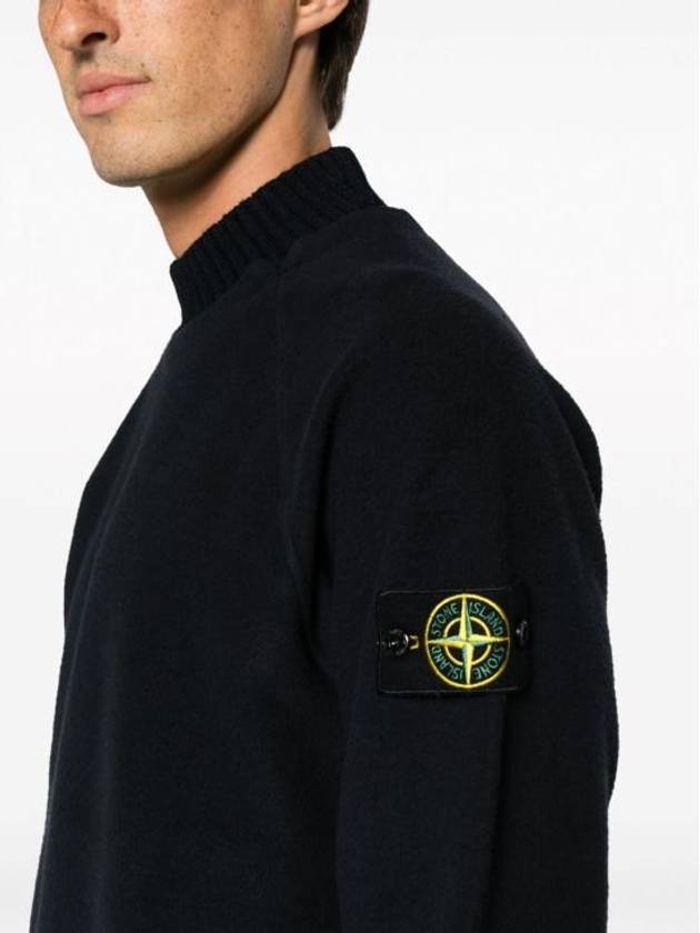 Garment Dyed Gauze Mock Neck Sweatshirt Navy - STONE ISLAND - BALAAN 5