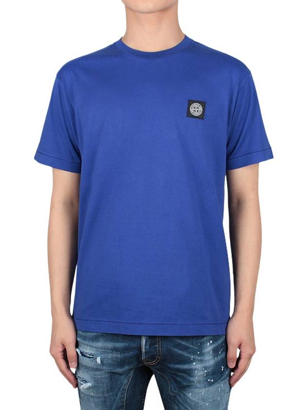Logo Patch Short Sleeve T-Shirt Blue - STONE ISLAND - 3