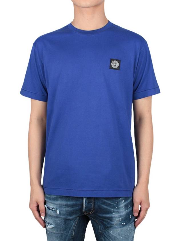 Logo Patch Short Sleeve T-Shirt Blue - STONE ISLAND - BALAAN 2