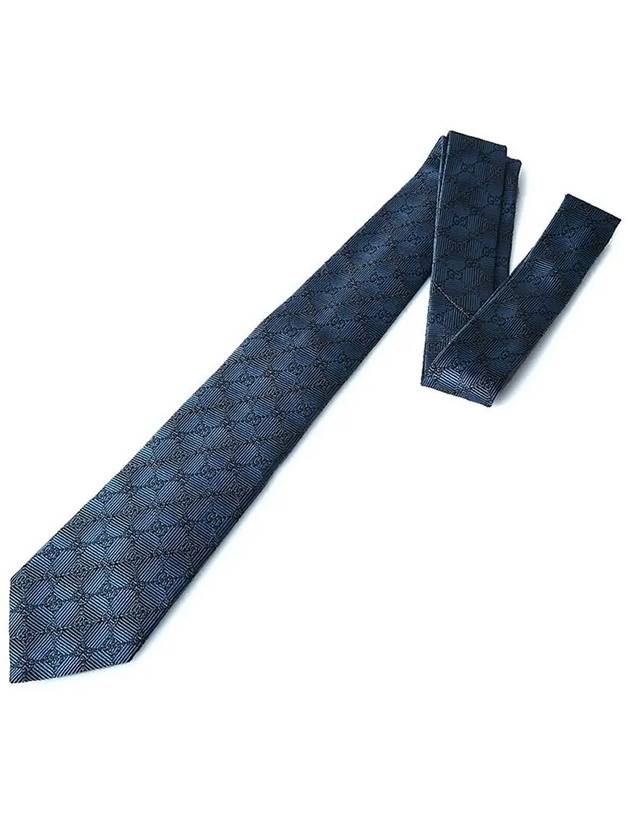 GG Pattern Slim Silk Tie Blue - GUCCI - BALAAN 3