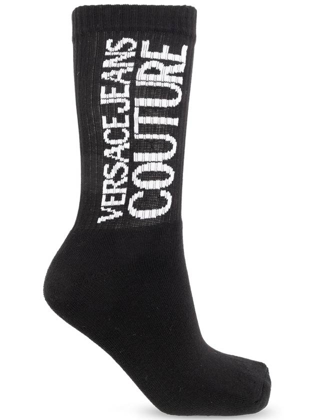 Versace Jeans Couture Cotton Socks With Logo, Women's, Black - VERSACE - BALAAN 1