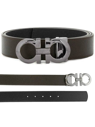 Gancini Reversible Adjustable Leather Belt Black - SALVATORE FERRAGAMO - BALAAN 2