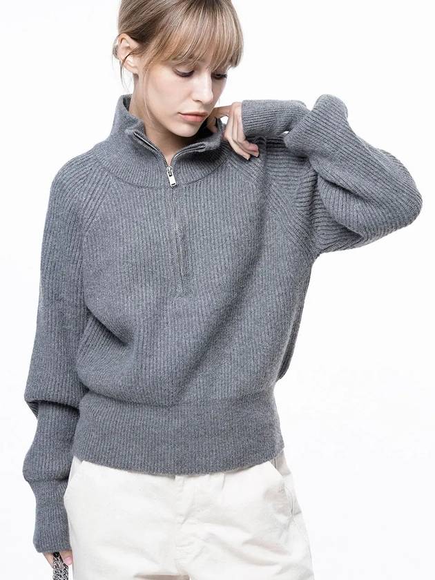 Four Woman Women s Soft Hazy Half Zip up Knit Gray W243TP05GR - CHANCE'S NOI - BALAAN 2