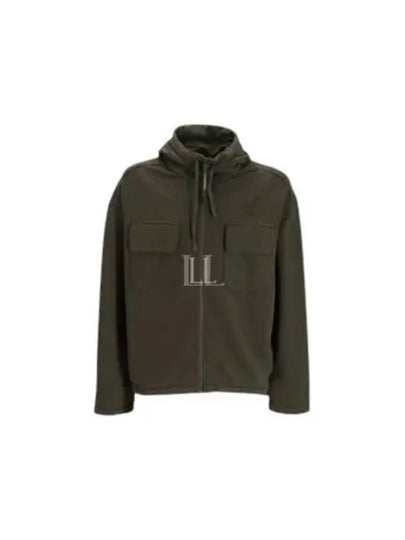 Brushed Emerized Diagonal Fleece Zip Up Hoodie Green - CP COMPANY - BALAAN 2