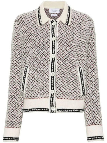 Spread Collar Tweed Virgin Wool Bomber Jacket - THOM BROWNE - BALAAN 1