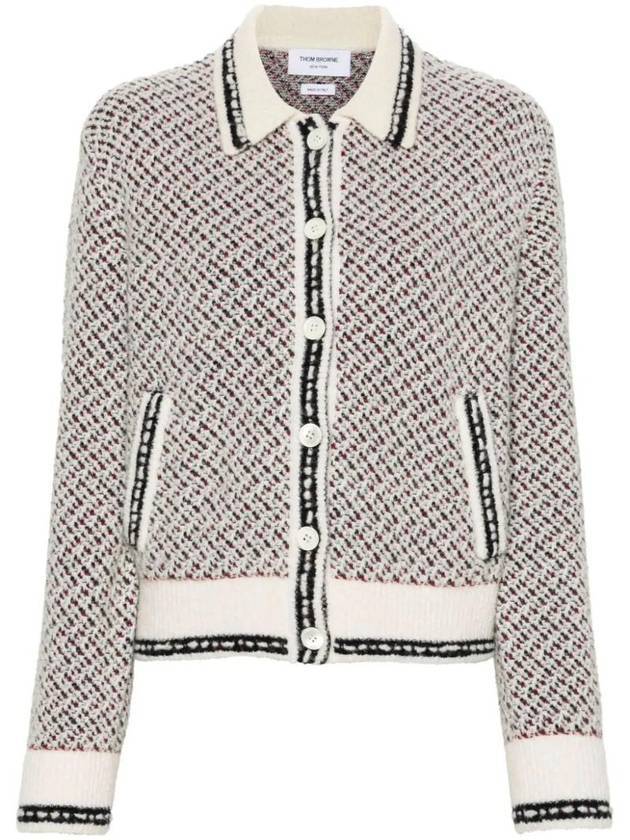 Spread Collar Tweed Virgin Wool Bomber Jacket - THOM BROWNE - BALAAN 1