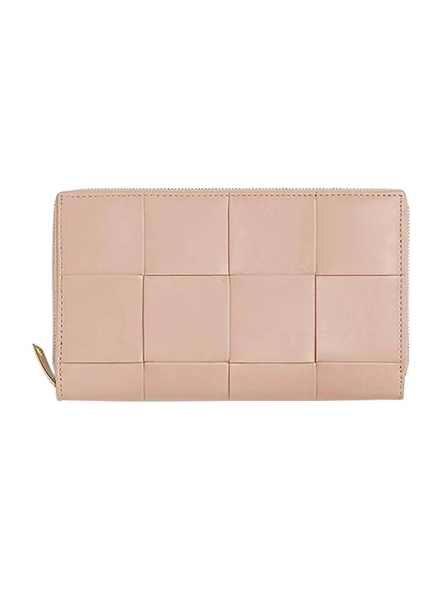 Intrecciato Zipper Around Long Wallet Pink - BOTTEGA VENETA - BALAAN 1