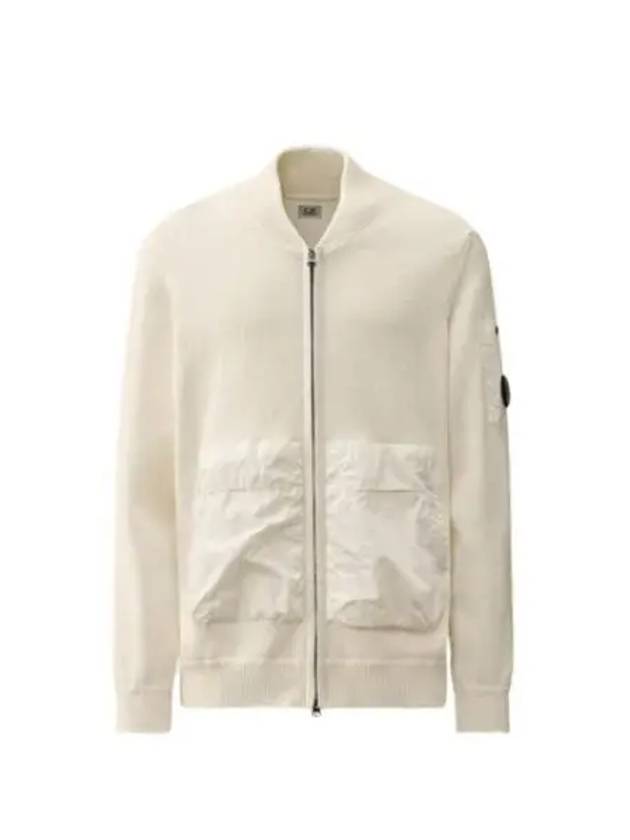 Cotton Mixed Bomber Cardigan White - CP COMPANY - BALAAN 2