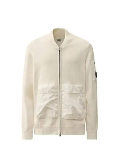 Cotton Mixed Bomber Cardigan White - CP COMPANY - BALAAN 2