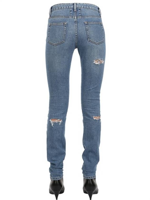 Destroyed Cotton Denim Jeans - SAINT LAURENT - BALAAN 3