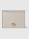 GG Marmont Leather Card Wallet Light Grey - GUCCI - BALAAN 2