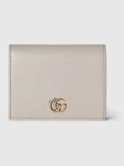 GG Marmont Leather Card Wallet Light Grey - GUCCI - BALAAN 2