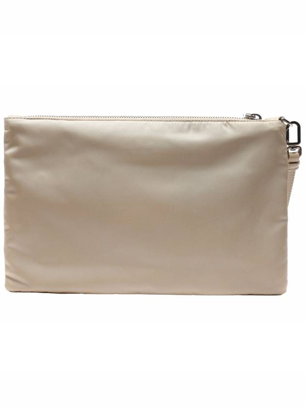 Re-Nylon and Saffiano Leather Clutch Bag Desert Beige - PRADA - BALAAN 5