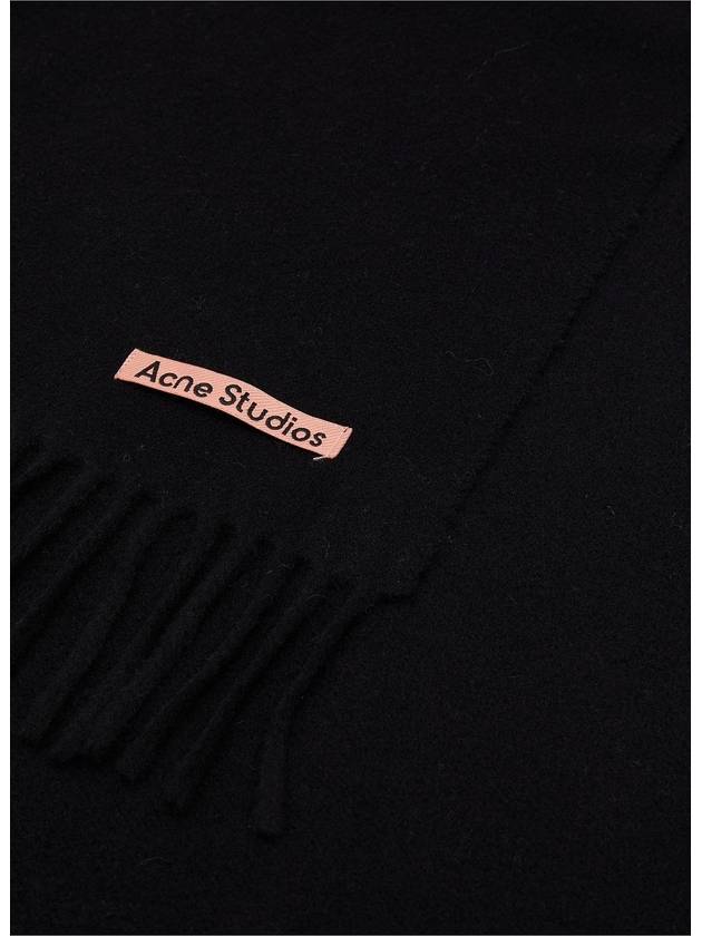 Studios Slim Wool Fringe Muffler Black - ACNE STUDIOS - BALAAN.