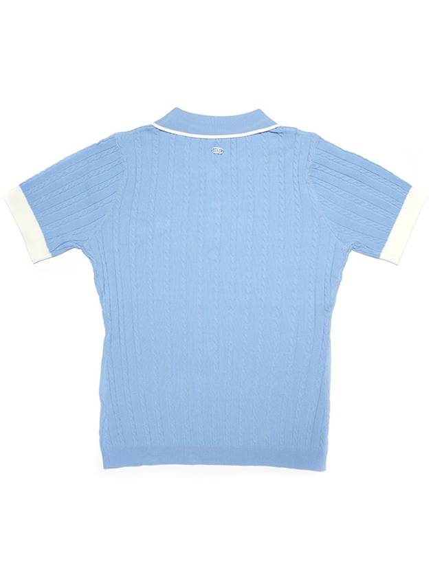 Cool Cable Tipping Knit Polo L BLUE - TRIMERE - BALAAN 3