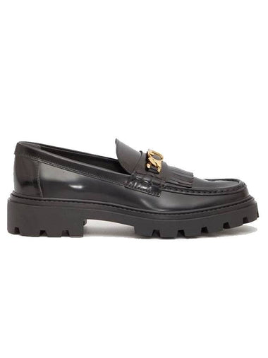 Leather Fringe Loafers Black - TOD'S - BALAAN 1