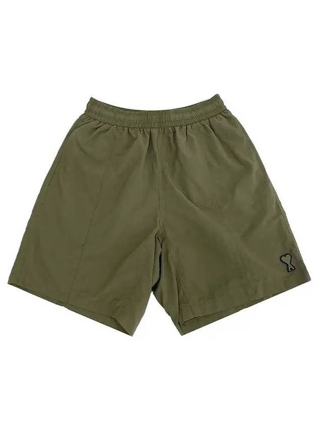 Heart Logo Patch Shorts Khaki - AMI - BALAAN 1