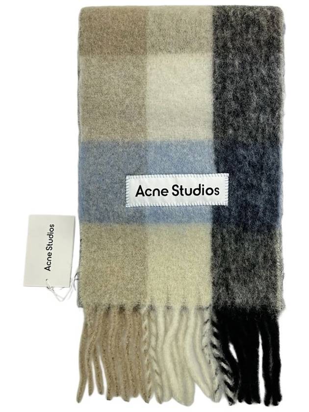 Check Mohair Muffler Blue Beige Black - ACNE STUDIOS - BALAAN 2