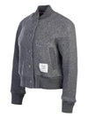 Striped Wool Fleece Bomber Jacket Gray - THOM BROWNE - BALAAN 3