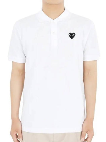 Men s Black Heart Waffen PK Short Sleeve White P1 T066 - COMME DES GARCONS - BALAAN 1