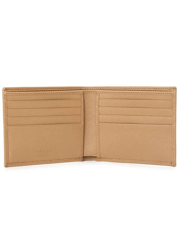 Triangle Logo Saffiano Half Wallet Caramel - PRADA - BALAAN 5