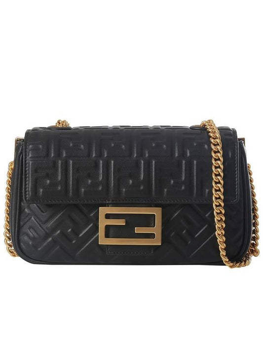 Baguette Medium Nappa Leather Chain Shoulder Bag Black - FENDI - BALAAN 2