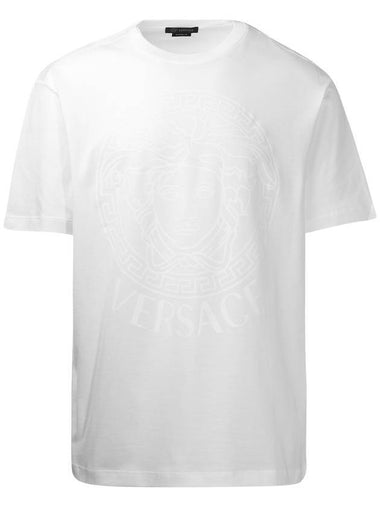 Men's Medusa Printing Round Short Sleeve T-Shirt White - VERSACE - BALAAN 1