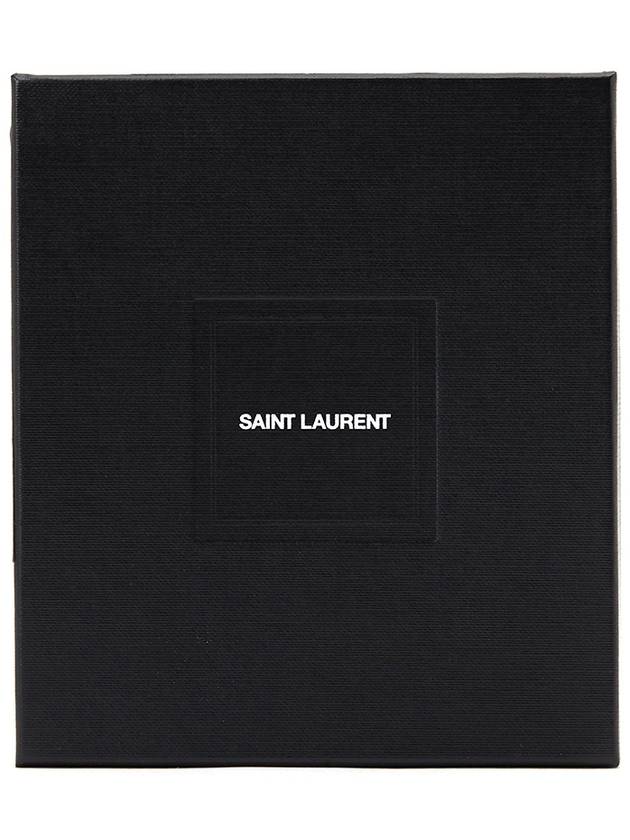 Tiny Cassandre Fragments Silver Hardware Leather Zipper Card Wallet Black - SAINT LAURENT - BALAAN 8