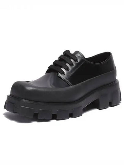 Brushed Lace-Up Leather Derby Black - PRADA - BALAAN 2