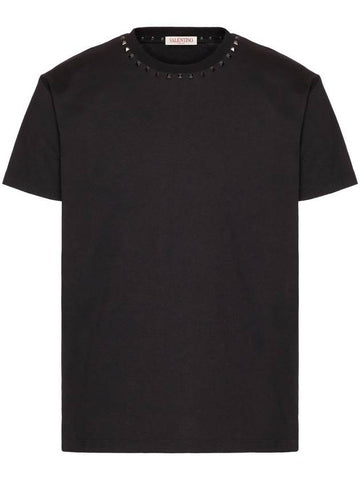 studded short sleeve t-shirt black - VALENTINO - BALAAN 1