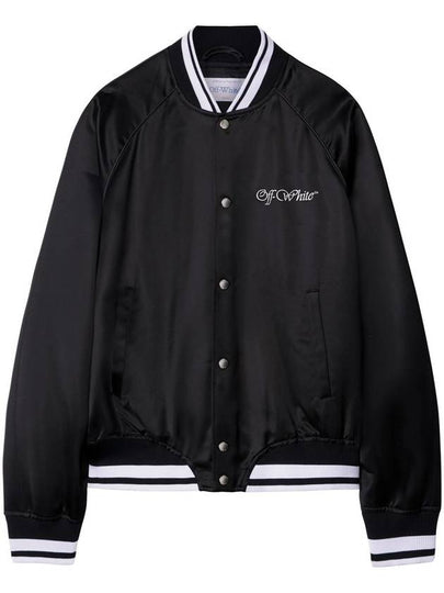 College Straight Hem Bomber Jacket Black - OFF WHITE - BALAAN 2