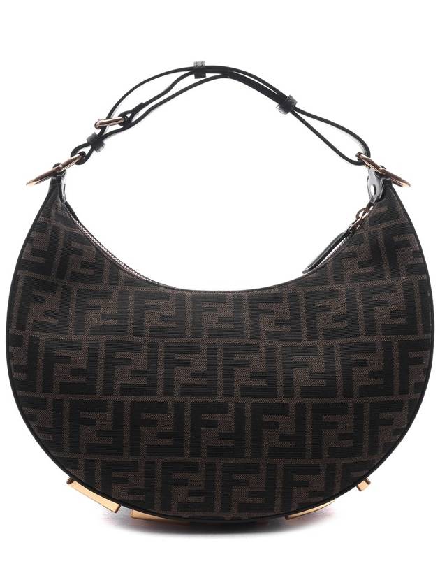 Fendigraphy FF Logo Small Fabric Hobo Shoulder Bag Brown - FENDI - BALAAN 5