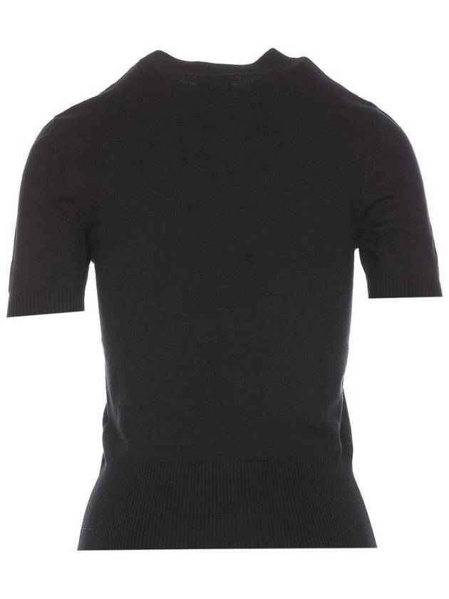 Logo Intarsia Short Sleeve Knit Top Black - PATOU - BALAAN 3