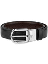 Round Buckle Reversible Leather Belt Black Brown - MONTBLANC - BALAAN 2