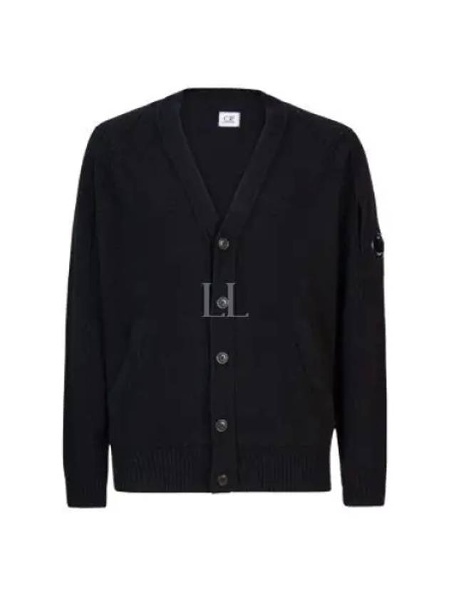 Men's Lens Wappen Lambswool Cardigan Black - CP COMPANY - BALAAN 2