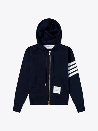 Engineered 4-Bar Stripe Loopback Jersey Knit Zip Up Hoodie Navy - THOM BROWNE - BALAAN 2