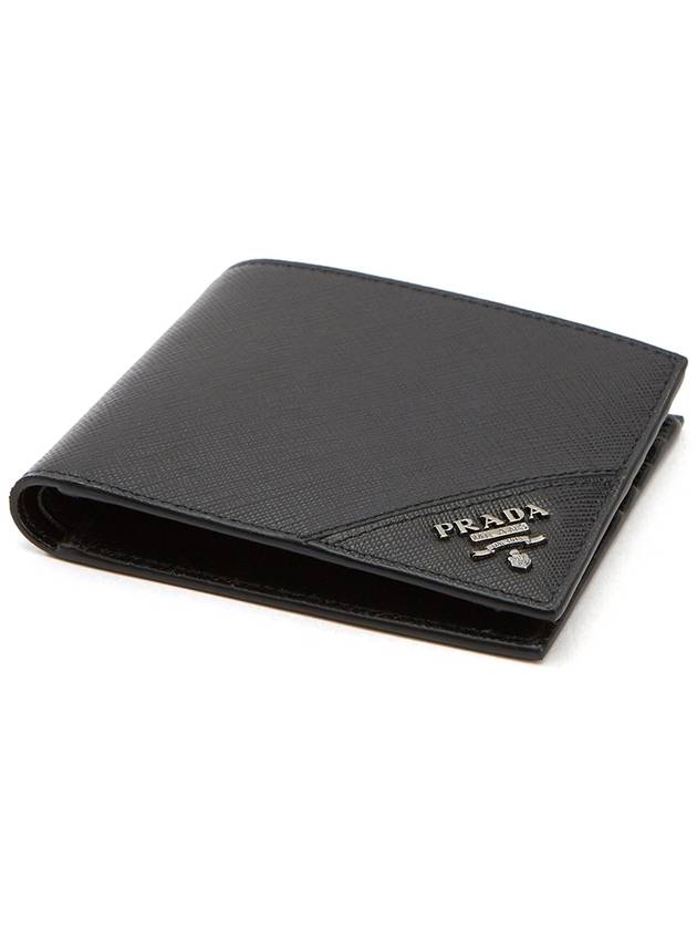 Saffiano Leather Half Wallet Black - PRADA - BALAAN 4