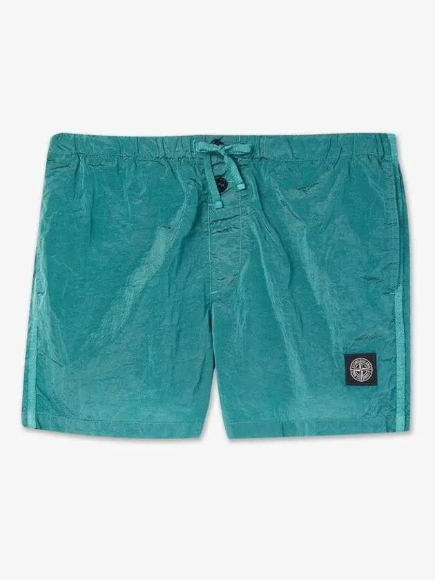 Waffen Patch Nylon Metal Swim Shorts Aqua Blue - STONE ISLAND - BALAAN.